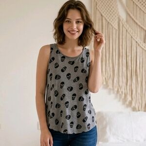 🆕☠️ SKULL HEATHER GREY HERITAGE SLUB TANK☠️